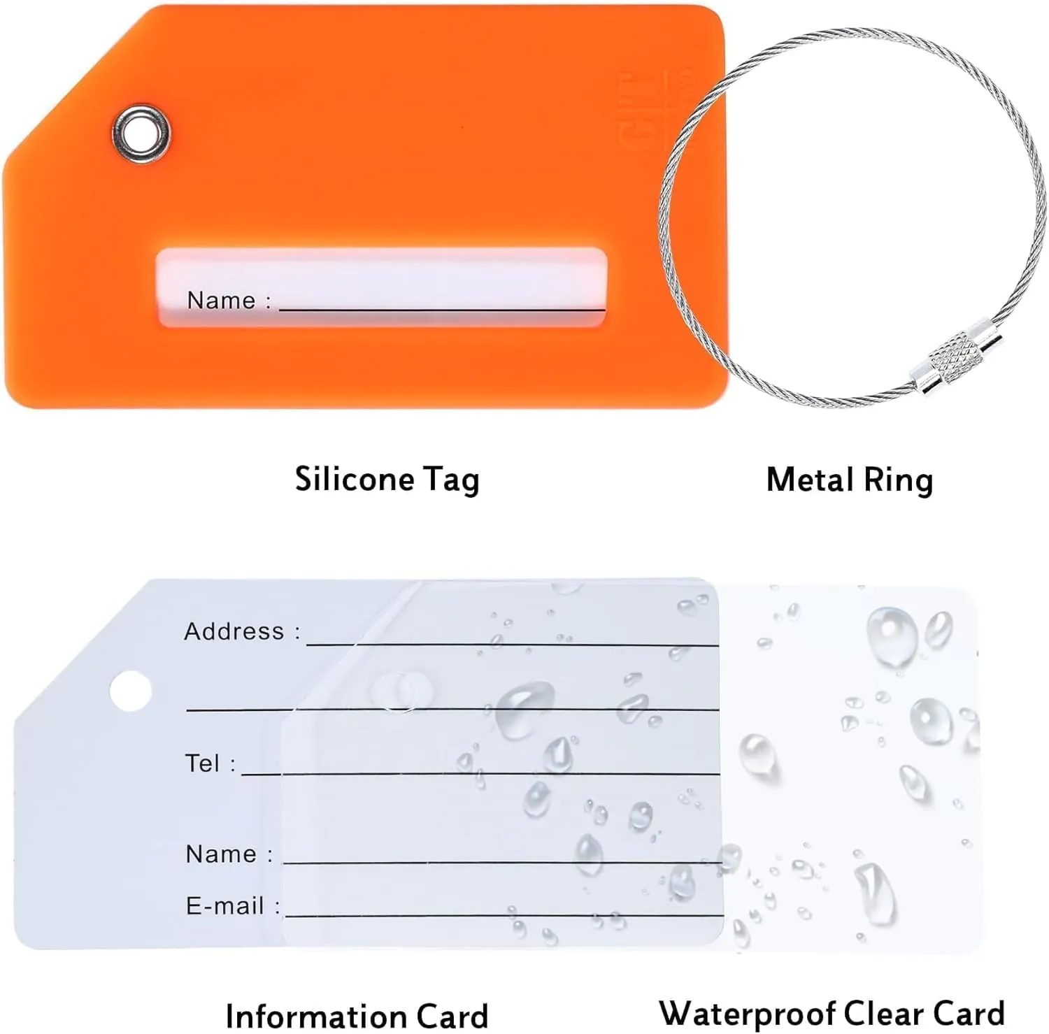 8 Pack Silicone Luggage Tag for Suitcases with Stainless Loop, TSA Approved, Privacy Protection Travel Essentials Bag Tags by Gostwo, Mixed Color - Image 7