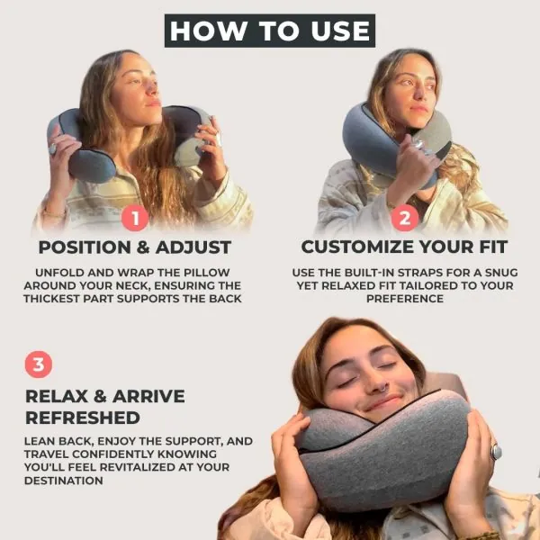 FlyHugz™ Neck Travel Pillow | Memory Foam Neck Pillow for Comfort on Airplane | Compact and Ergonomic Design for Travel, Car Rides, and Home Use | Ideal for Adults and Kids - Image 3