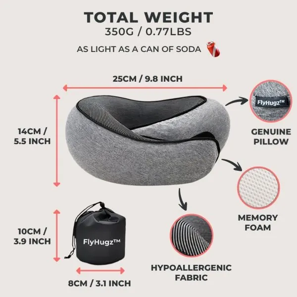 FlyHugz™ Neck Travel Pillow | Memory Foam Neck Pillow for Comfort on Airplane | Compact and Ergonomic Design for Travel, Car Rides, and Home Use | Ideal for Adults and Kids - Image 5