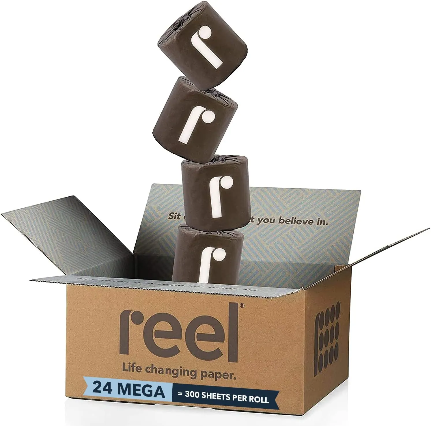 Reel Premium Toilet Paper - 24 Rolls of Toilet Paper - 3-Ply Made From Tree-Free - Zero Plastic Packaging, Septic Safe