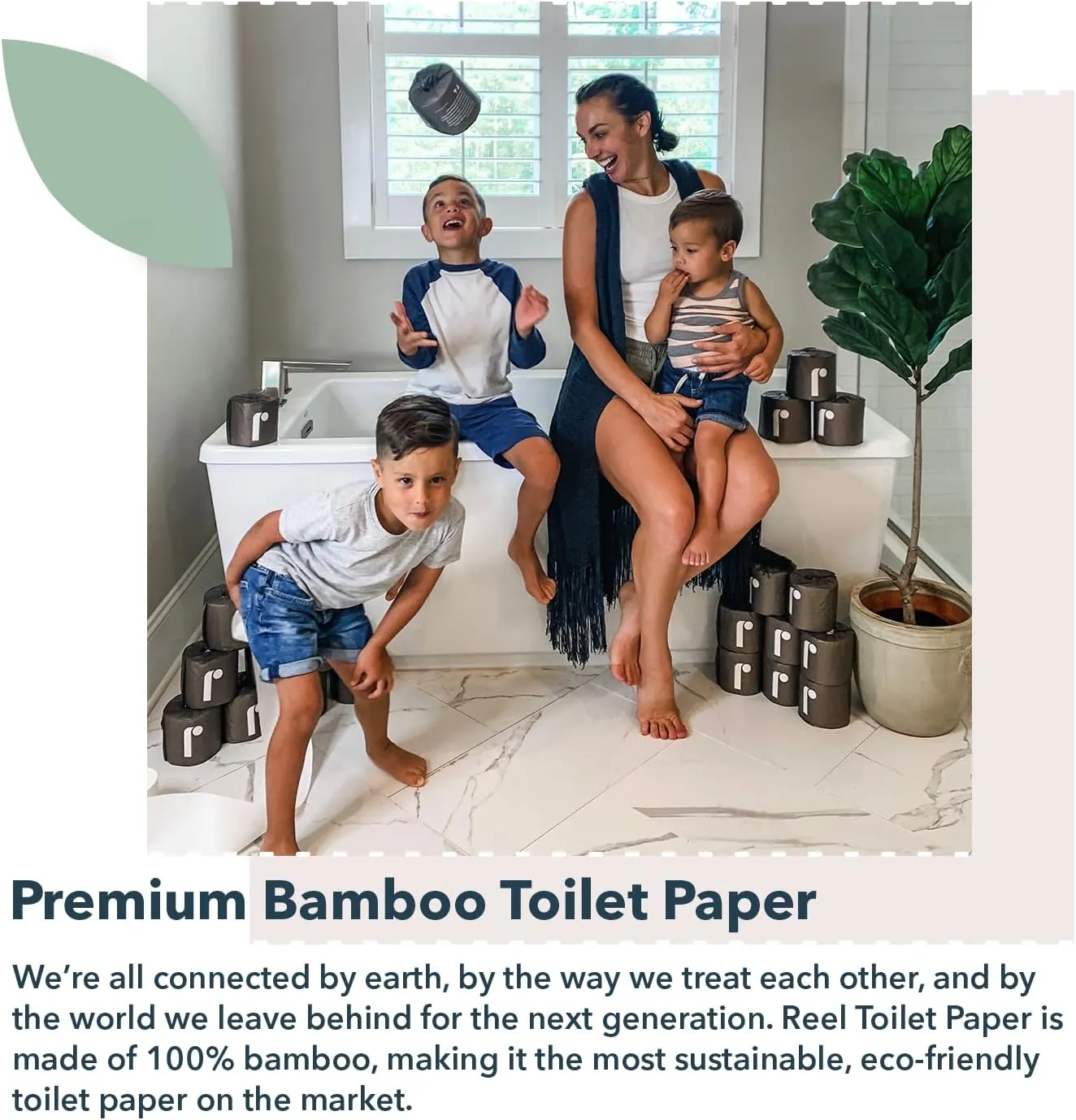 Reel Premium Toilet Paper - 24 Rolls of Toilet Paper - 3-Ply Made From Tree-Free - Zero Plastic Packaging, Septic Safe - Image 2