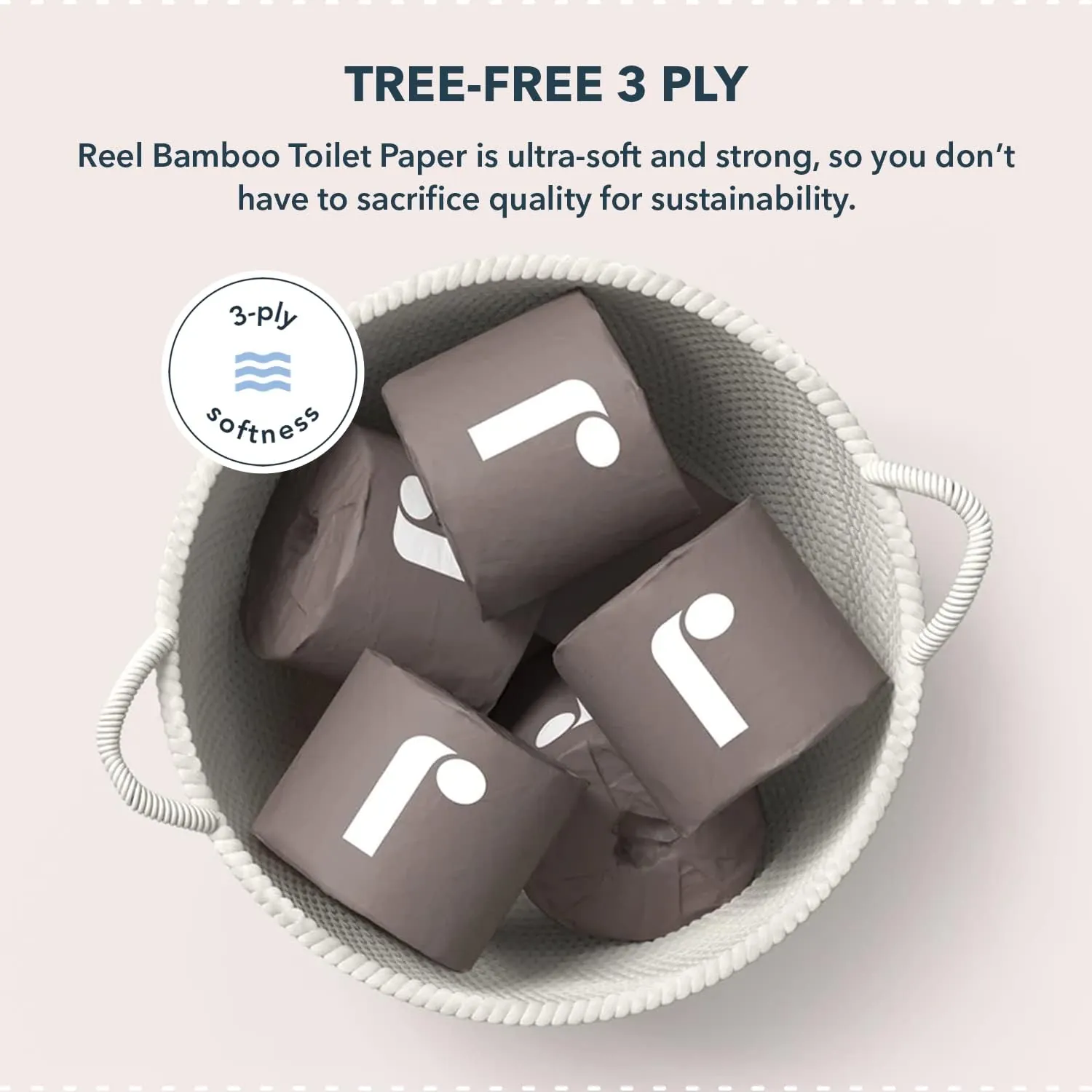 Reel Premium Toilet Paper - 24 Rolls of Toilet Paper - 3-Ply Made From Tree-Free - Zero Plastic Packaging, Septic Safe - Image 3