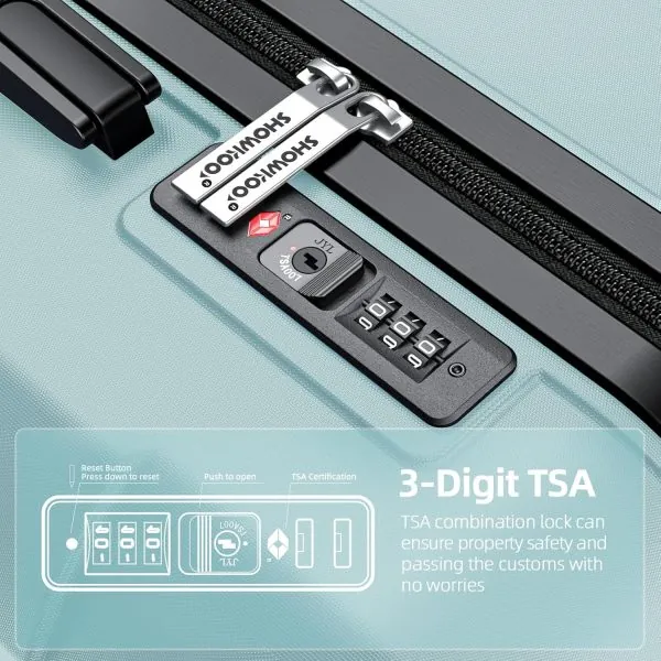 Luggage Sets Expandable PC+ABS Durable Suitcase Double Wheels TSA Lock Mint Green - Image 4