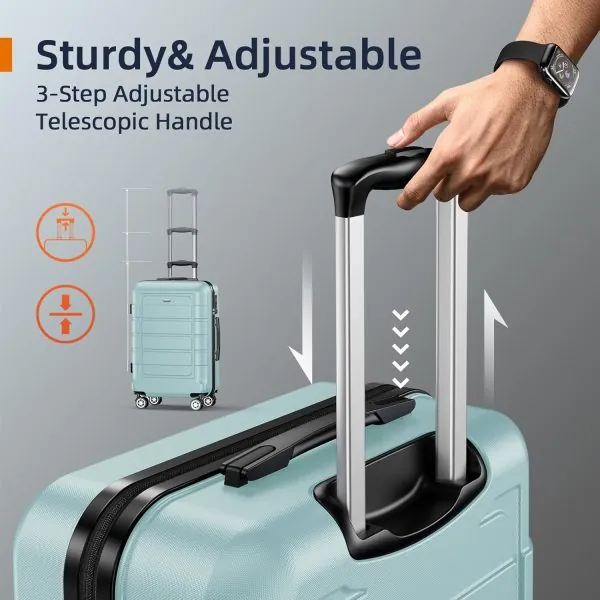 Luggage Sets Expandable PC+ABS Durable Suitcase Double Wheels TSA Lock Mint Green - Image 6