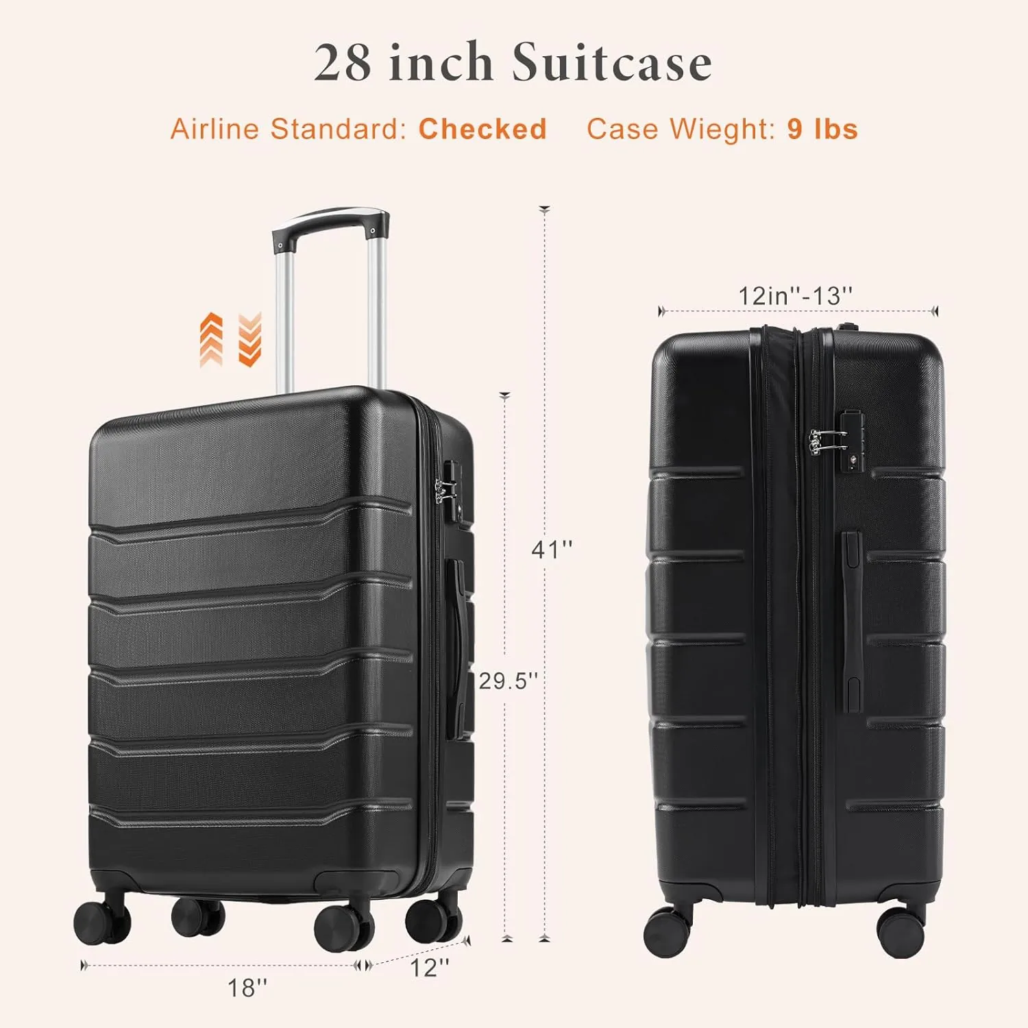 28 inch Luggage, Hard Shell ABS Suitcase with Double Spinner Wheels, Lightweight Expandable Rolling Luggage with TSA Lock - Image 2