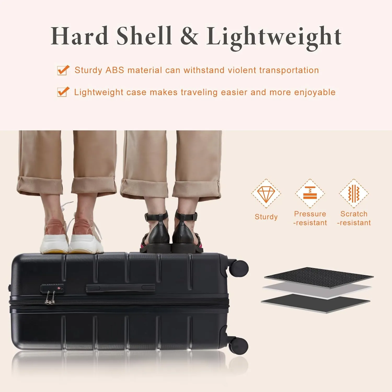 28 inch Luggage, Hard Shell ABS Suitcase with Double Spinner Wheels, Lightweight Expandable Rolling Luggage with TSA Lock - Image 3