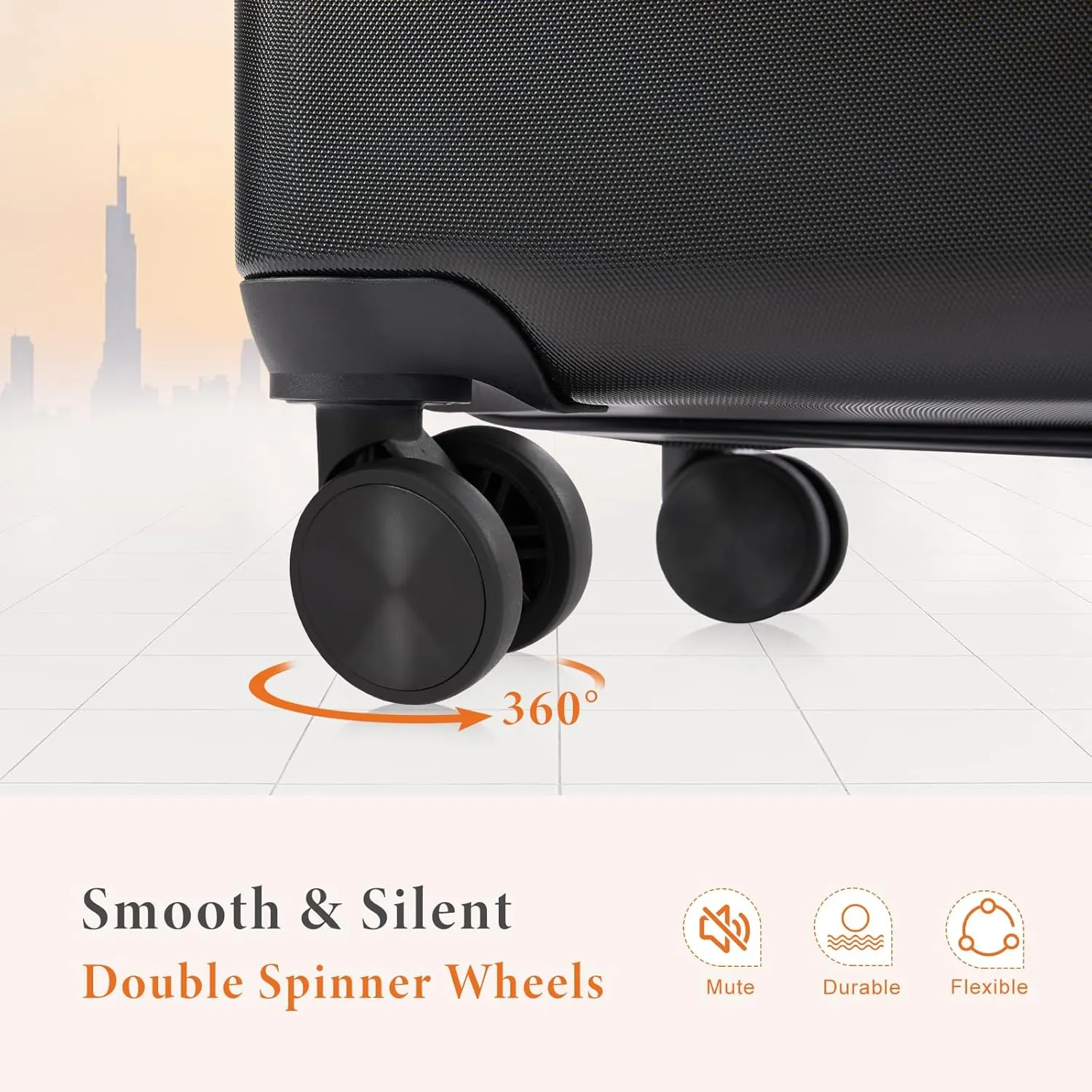 28 inch Luggage, Hard Shell ABS Suitcase with Double Spinner Wheels, Lightweight Expandable Rolling Luggage with TSA Lock - Image 4