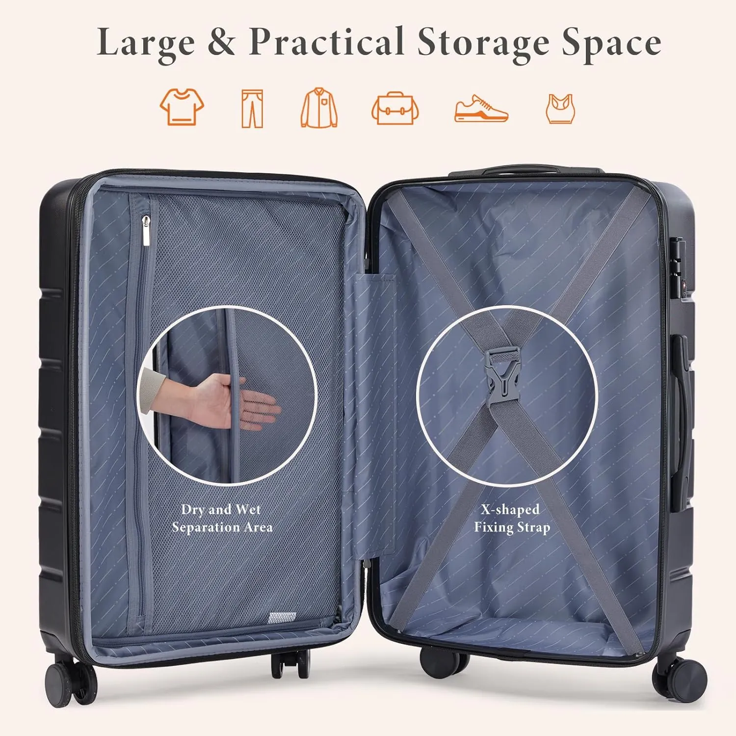 28 inch Luggage, Hard Shell ABS Suitcase with Double Spinner Wheels, Lightweight Expandable Rolling Luggage with TSA Lock - Image 5