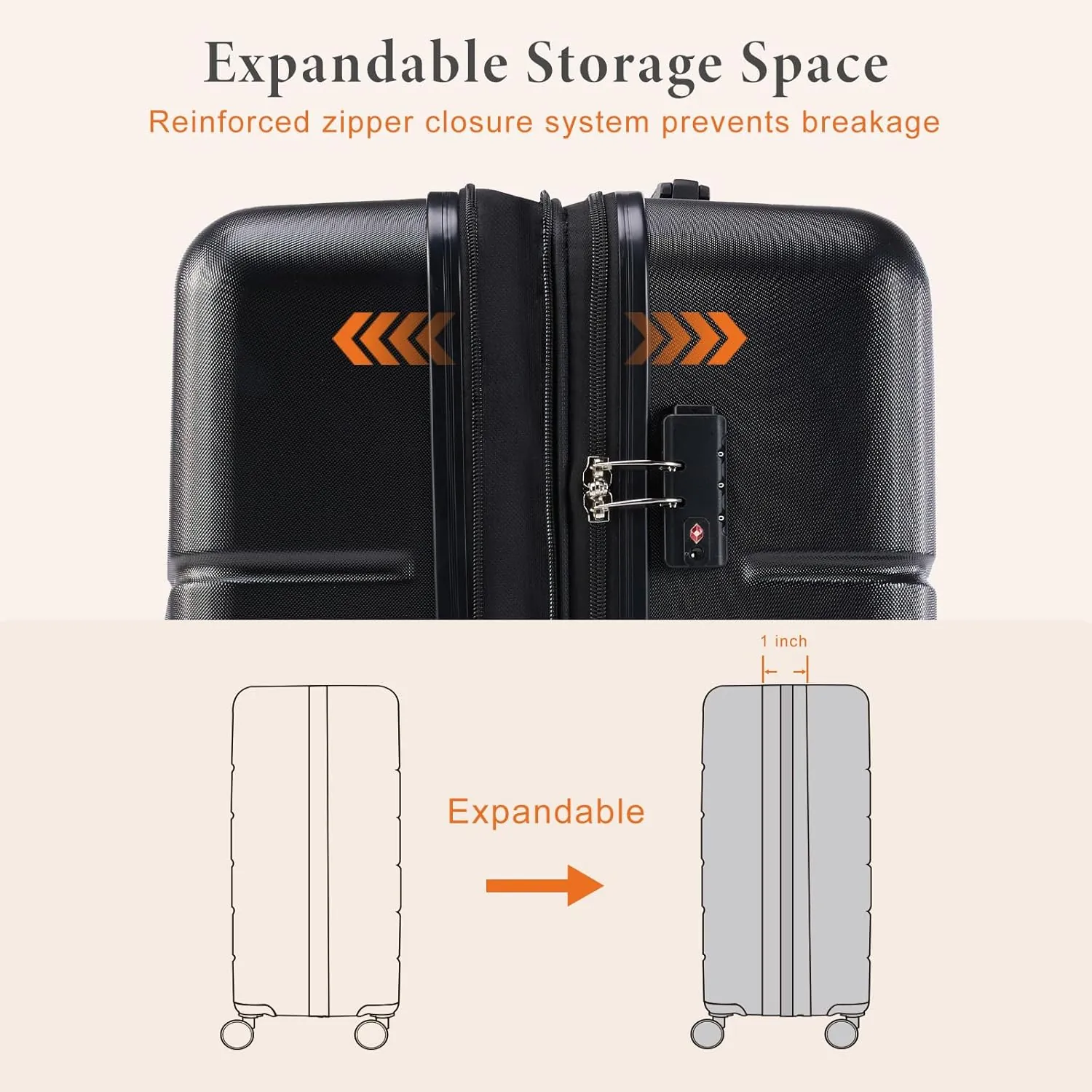 28 inch Luggage, Hard Shell ABS Suitcase with Double Spinner Wheels, Lightweight Expandable Rolling Luggage with TSA Lock - Image 7