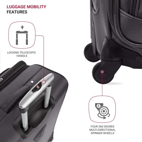 Sion Softside Expandable Luggage, Dark Grey, Carry-On 21-Inch - Image 2